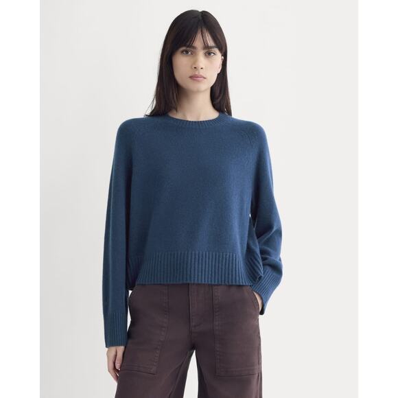 Everlane Womens *IN LIGHT BLUE* Cashmere Blend Crew Neck Boxy Sweater Small - Picture 1 of 7